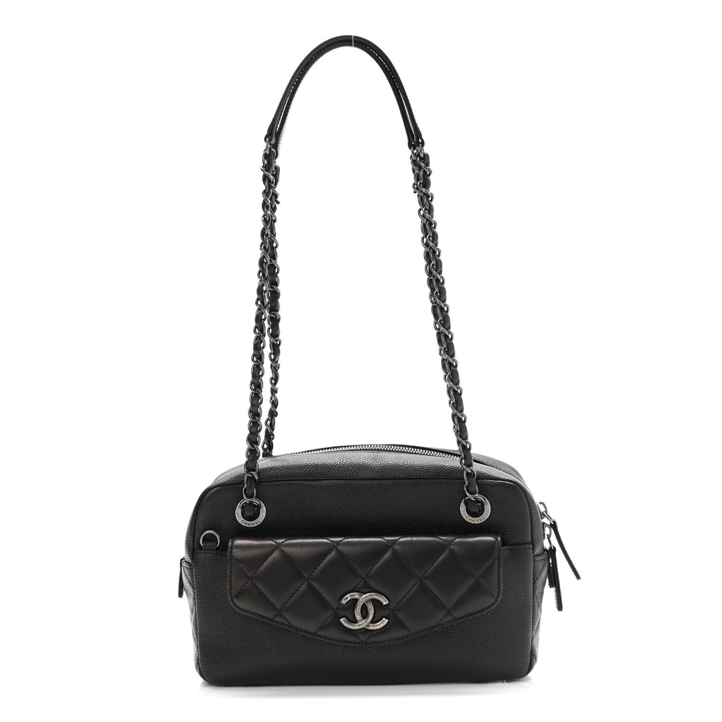 Caviar Lambskin Quilted Coco Break Camera Case Black
