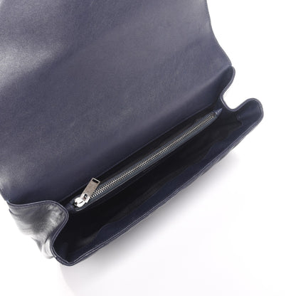 Saint Laurent Sheepskin Matelasse Chevron Monogram Large College Satchel Navy Blue 6 of 8