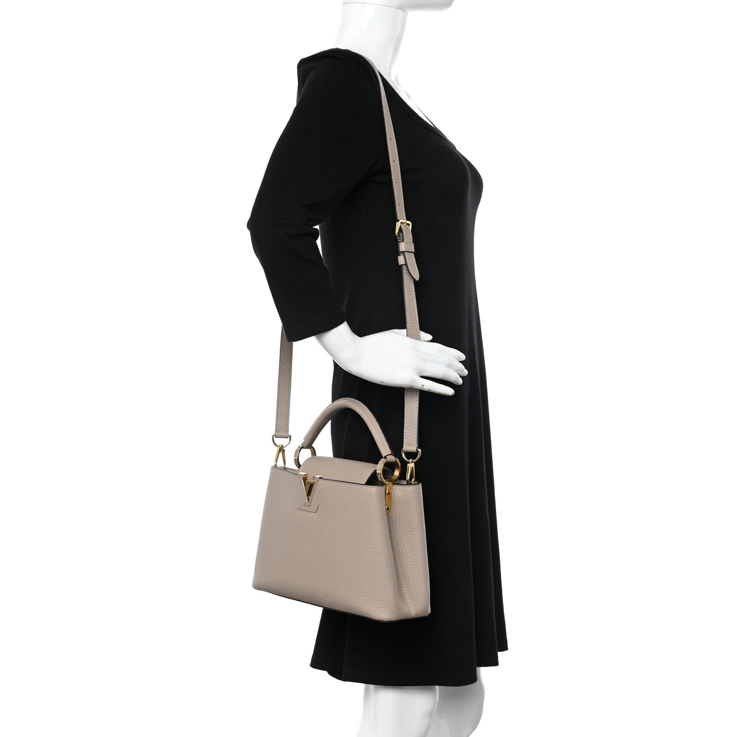 Louis Vuitton Taurillon Capucines BB Galet 2 of 9