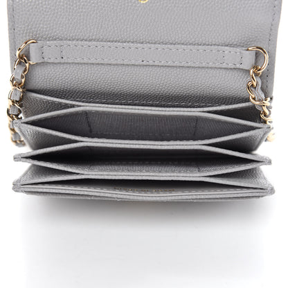 Chanel Caviar Quilted Flap Card Holder On Chain Grey 5 of 12