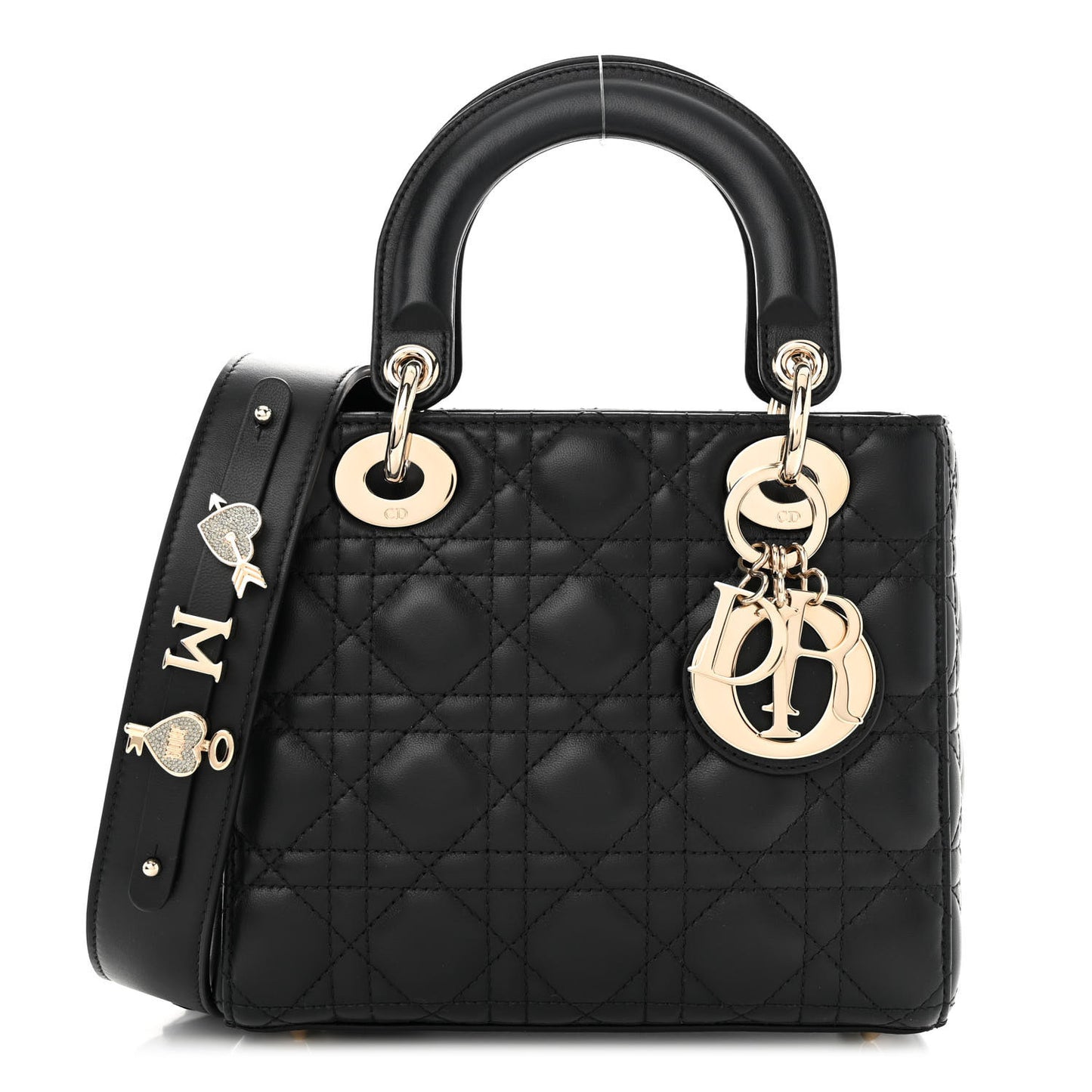 CHRISTIAN DIOR Lambskin Cannage Small My ABCDior Lady Dior Black