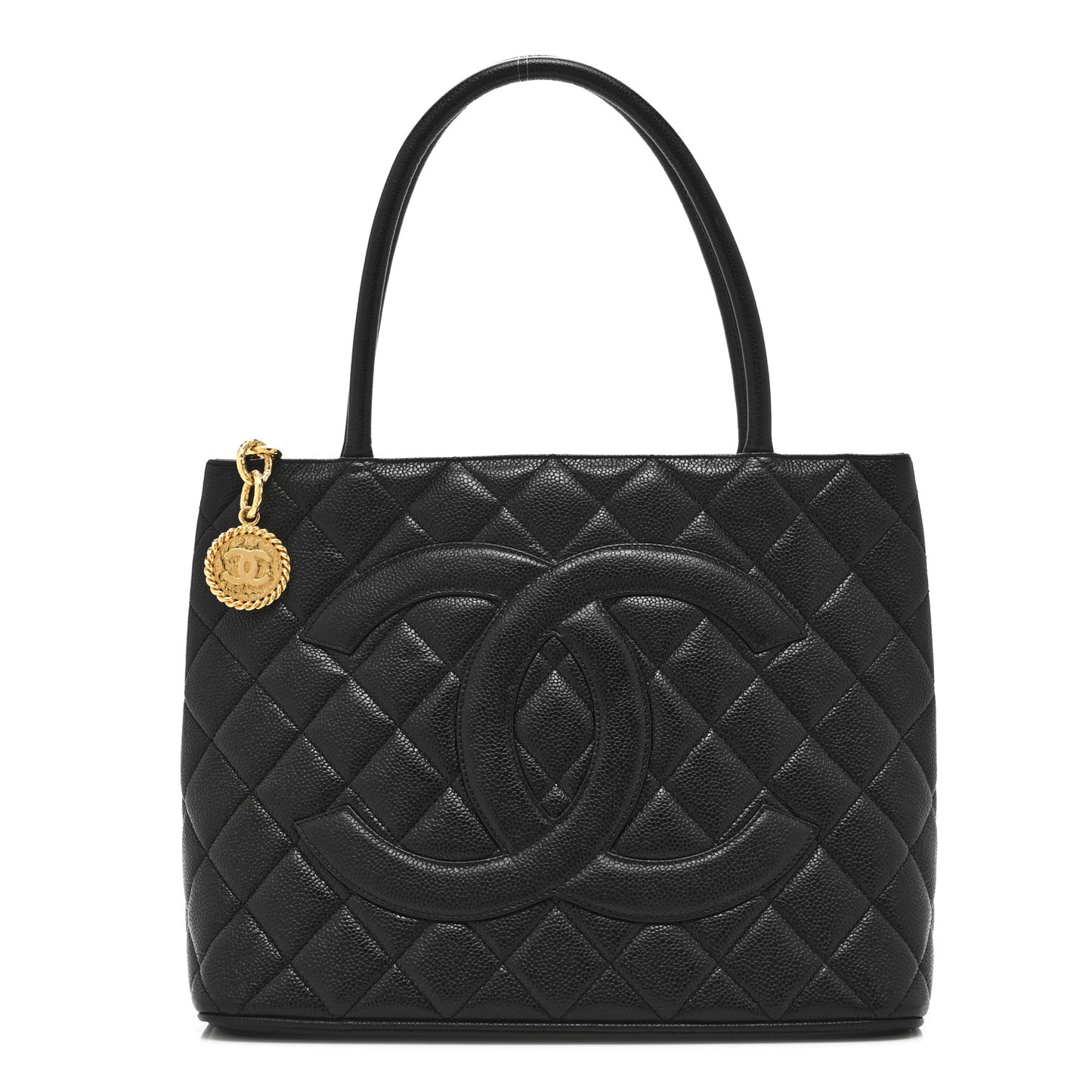 Caviar Quilted Medallion Tote Black