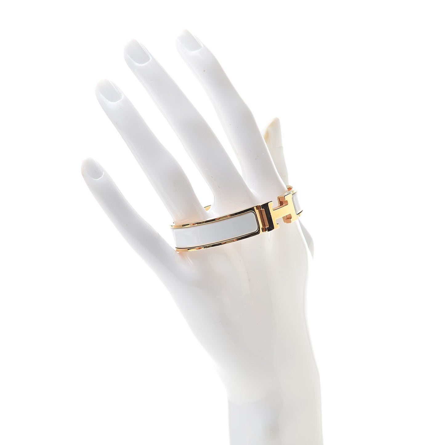 Enamel Narrow Clic Clac H Bracelet PM White