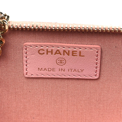 Chanel Iridescent Caviar Quilted Zipped Key Holder Case Rose Pink 6 of 9