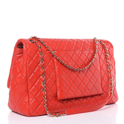 Chanel Calfskin Quilted XXL Travel Flap Bag Red 3 of 12