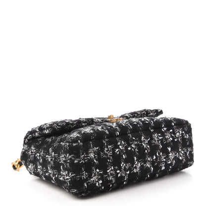 Chanel Tweed Quilted Large Chanel 19 Flap Black Silver Ecru 4 of 10