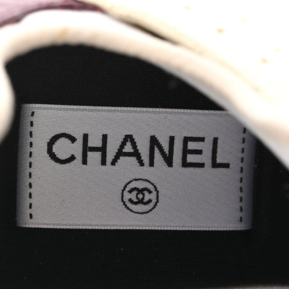 Chanel Fabric Suede Calfskin Mesh Womens CC Sneakers 41 Purple Ivory White 8 of 9