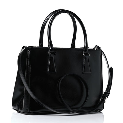Prada Saffiano Vernice Small Zip Tote Black 2 of 4