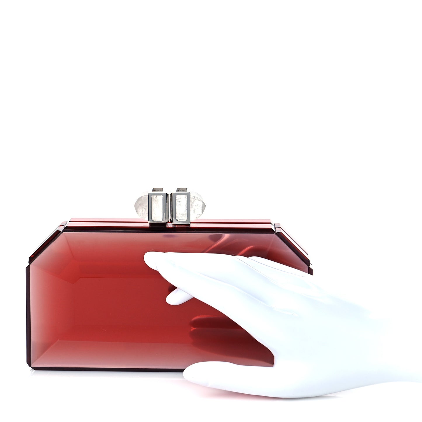 Acrylic Faceted Box Clutch Red
