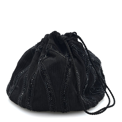 Saint Laurent Chiffon Silk Crepe Beaded Pochon Broderie Bag Black 5 of 16