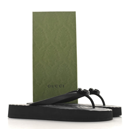 Gucci Rubber Chevron Womens GG Thong Sandals 40 Black 8 of 8