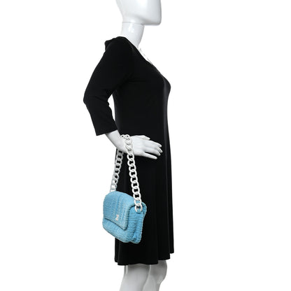 Chanel Terry Cloth CC Medium Single Flap Light Blue 2 of 10