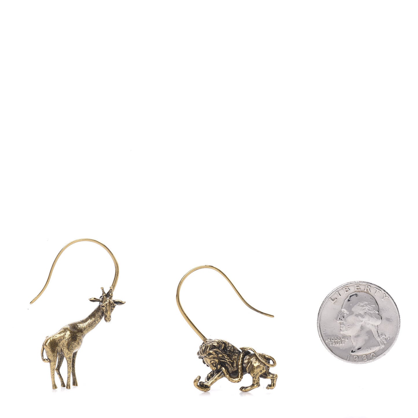 Metal Lion Giraffe D-Wild Hoop Earrings Antique Gold