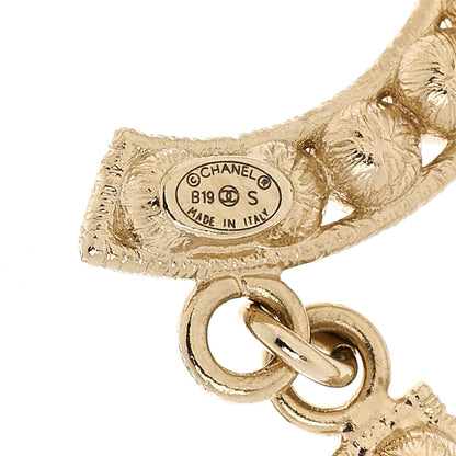 Chanel Crystal Cha-Nel Logo Drop Earrings Gold 3 of 5