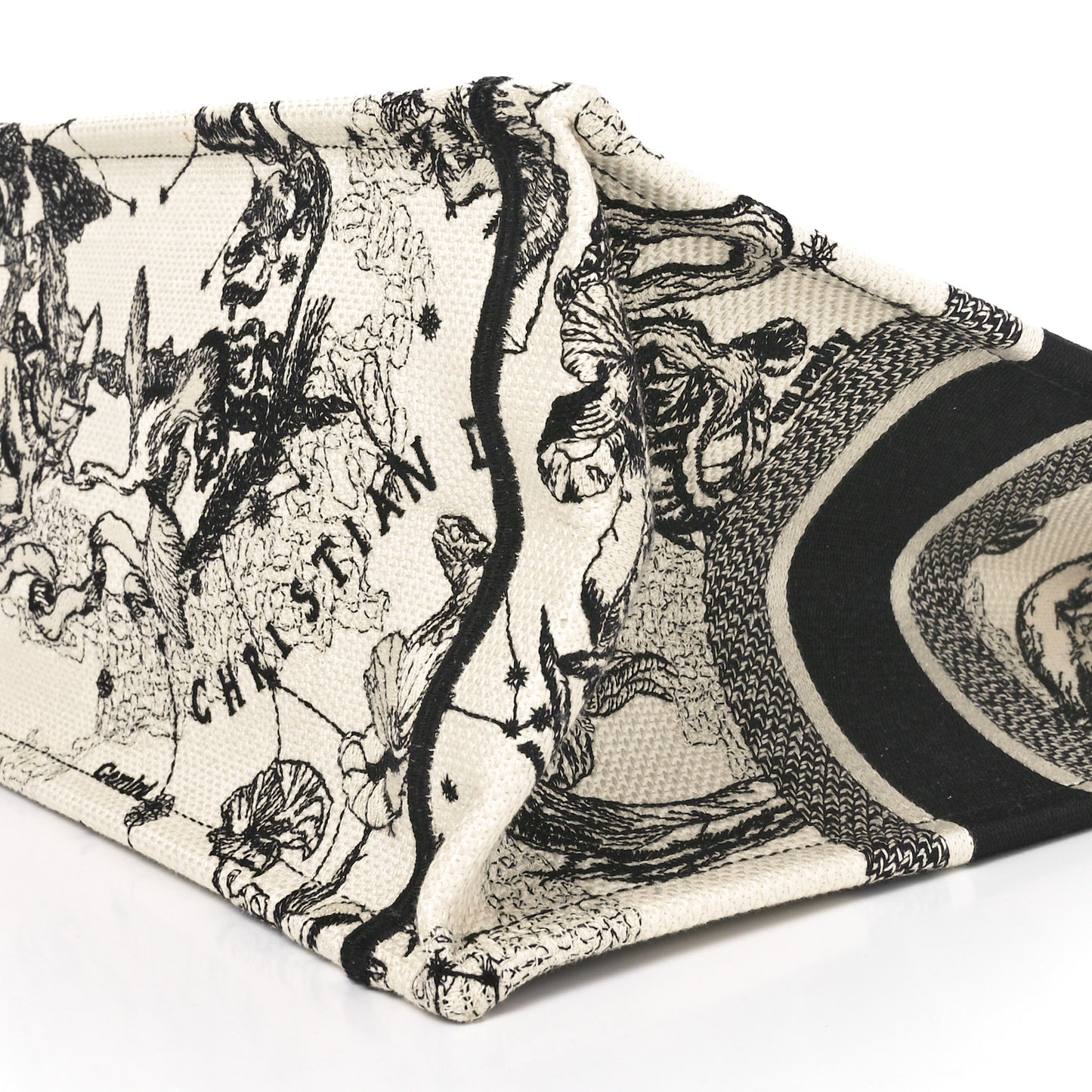 Canvas Zodiac Toile De Jouy Embroidered Medium Book Tote Latte