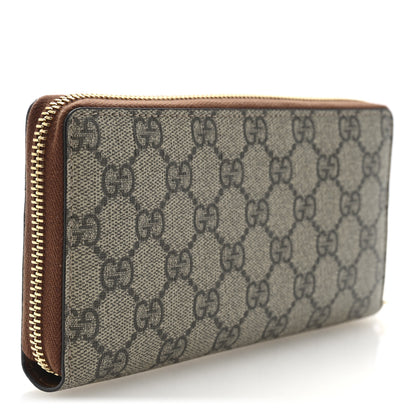 Gucci GG Supreme Monogram Cuoio Toscano Zip Around Wallet Beige Ebony Cuir 3 of 6