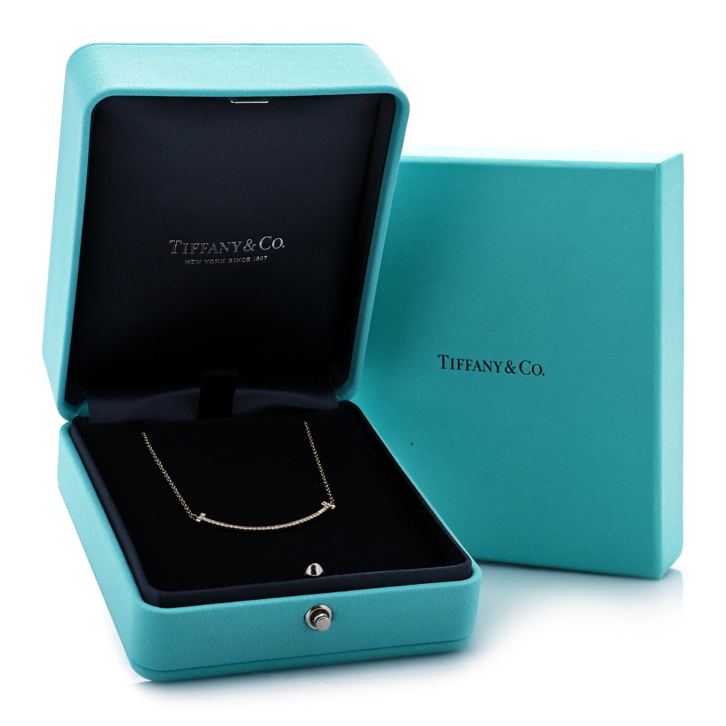 18K Yellow Gold Diamond Small T Smile Pendant Necklace
