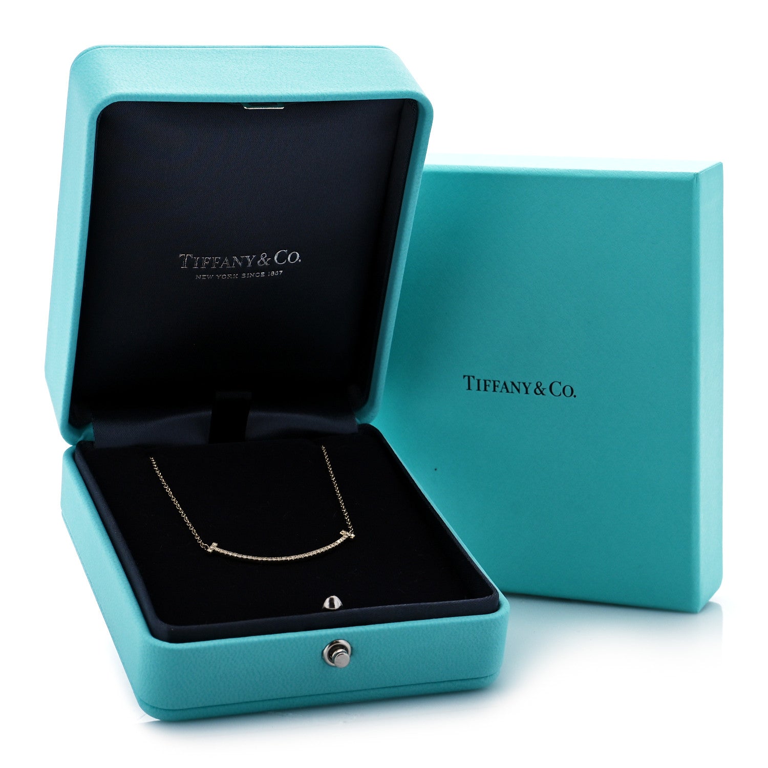 Tiffany 18K Yellow Gold Diamond Small T Smile Pendant Necklace 7 of 7