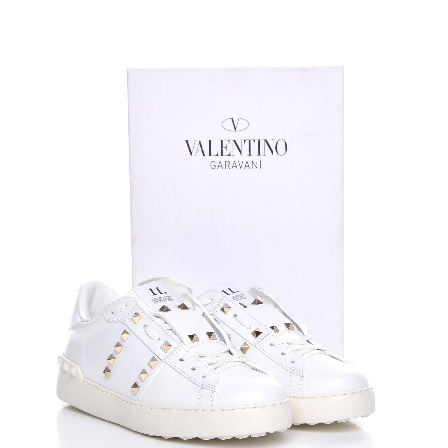 Calfskin Womens Rockstud Untitled Open Sneakers 39.5 White