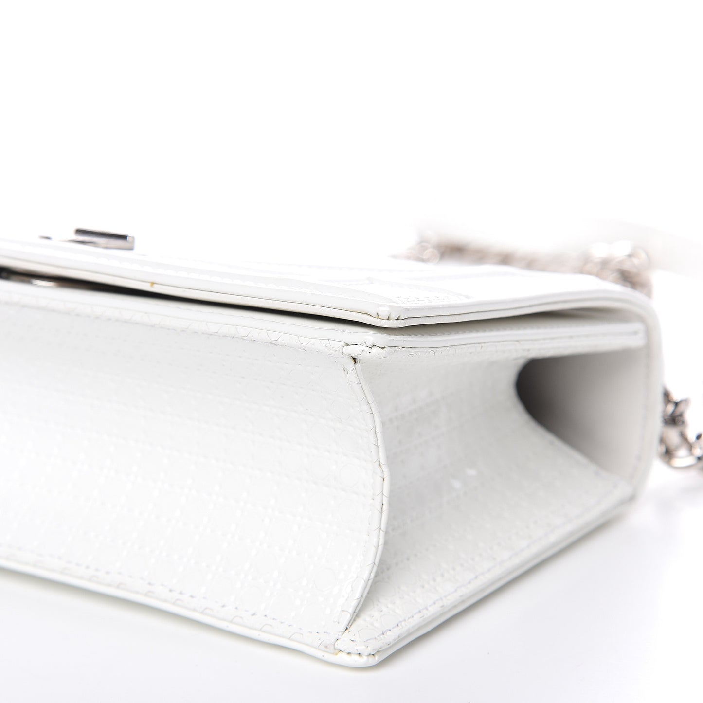 Patent Micro-Cannage Small Diorama Flap Bag White