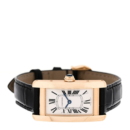 Cartier 18K Yellow Gold Alligator 19mm Tank Americaine Quartz Watch 2 of 5