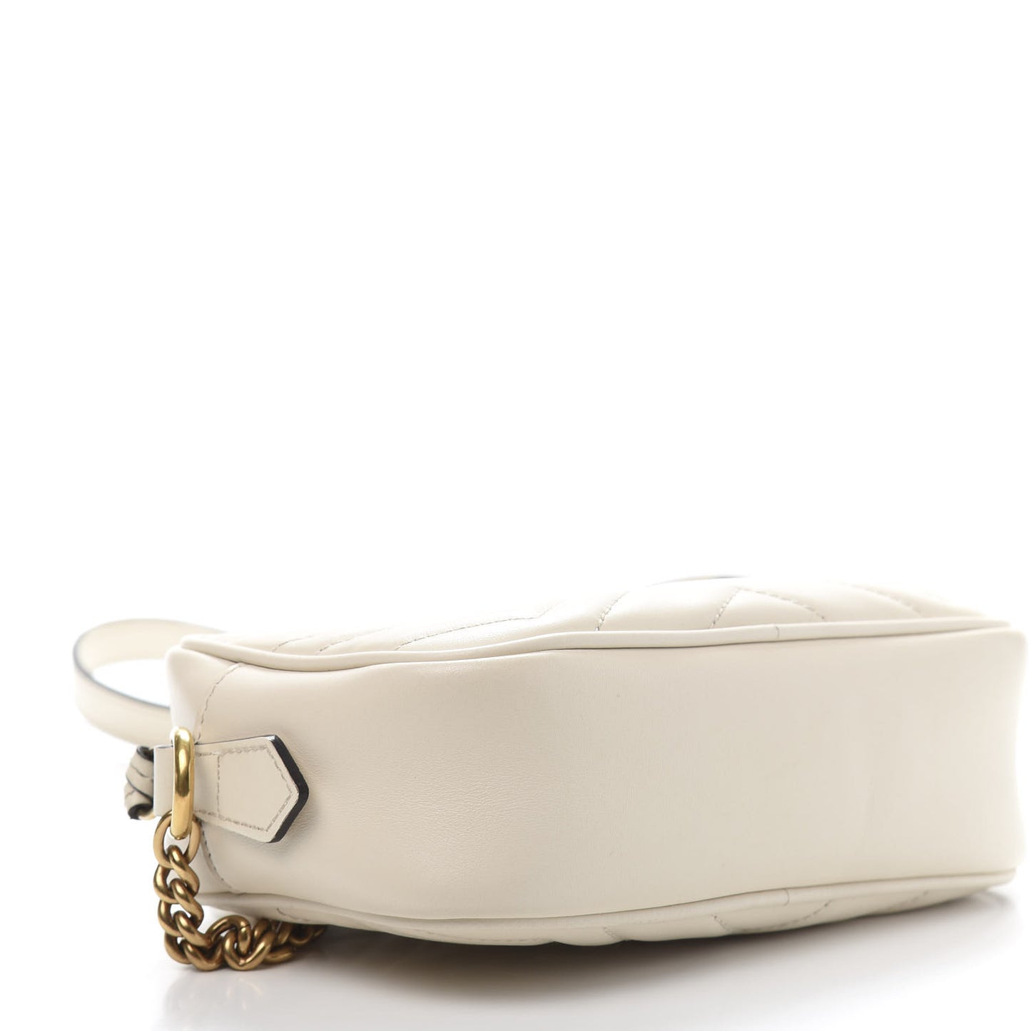Calfskin Matelasse Mini GG Marmont Chain Shoulder Bag White