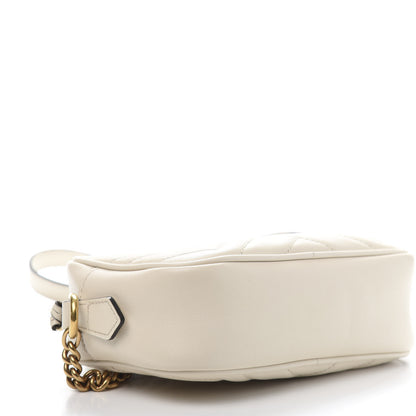 Gucci Calfskin Matelasse Mini GG Marmont Chain Shoulder Bag White 9 of 12