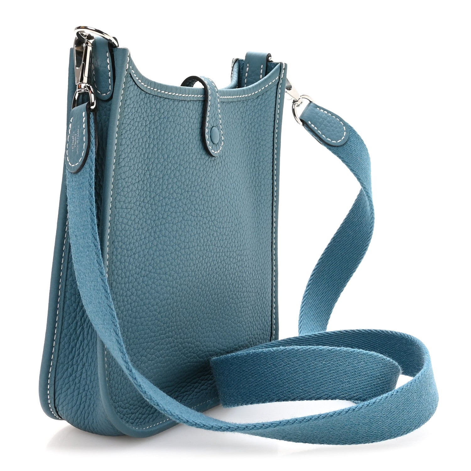 Hermes Taurillon Clemence Evelyne TPM New Blue Jean 3 of 11