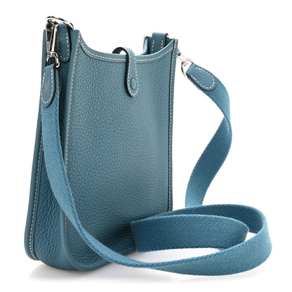 Hermes Taurillon Clemence Evelyne TPM New Blue Jean 3 of 11