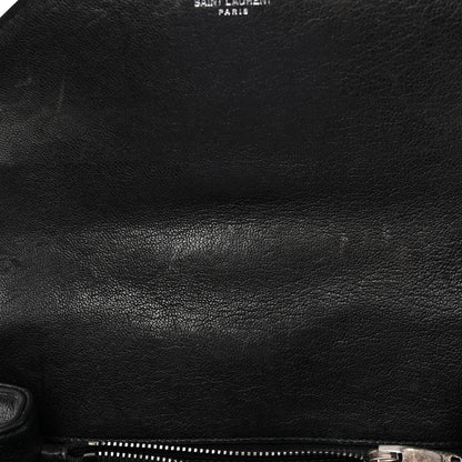 Saint Laurent Sheepskin Matelasse Chevron Monogram Medium College Bag Black 12 of 13