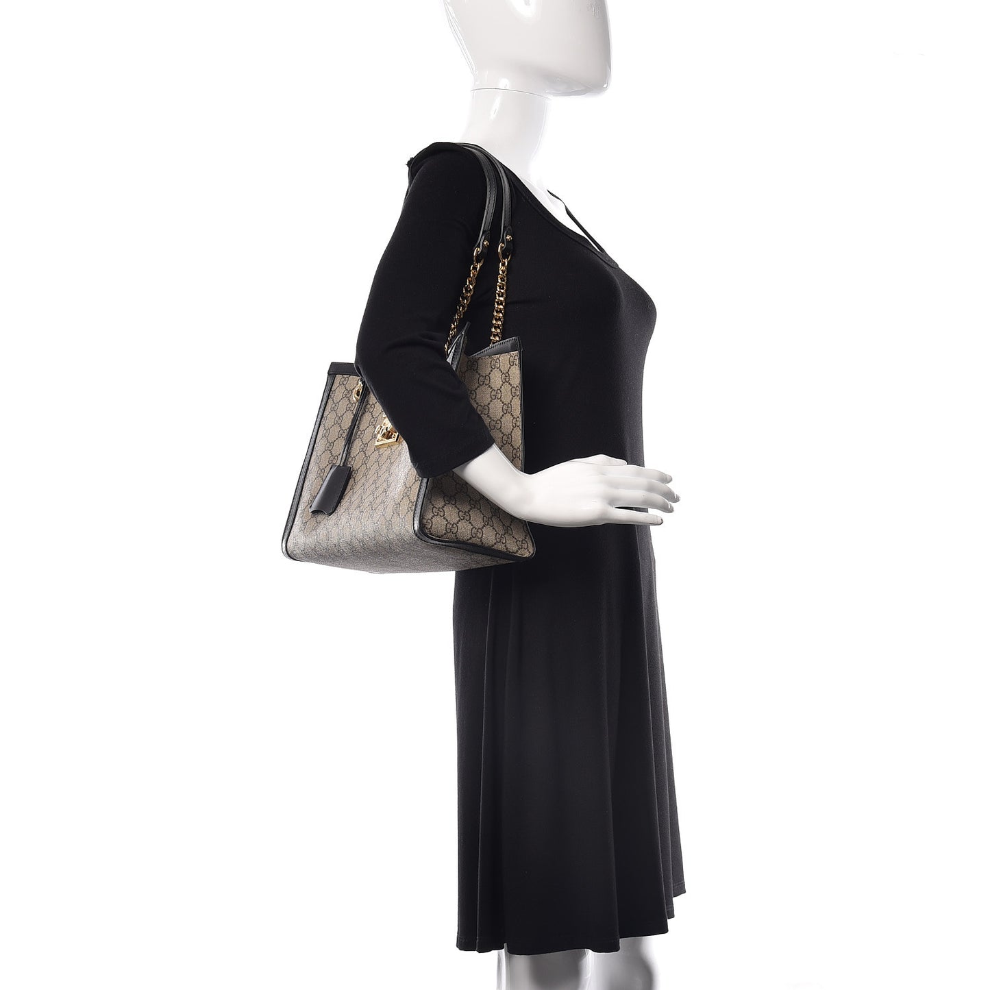 GG Supreme Monogram Medium Padlock Tote Black