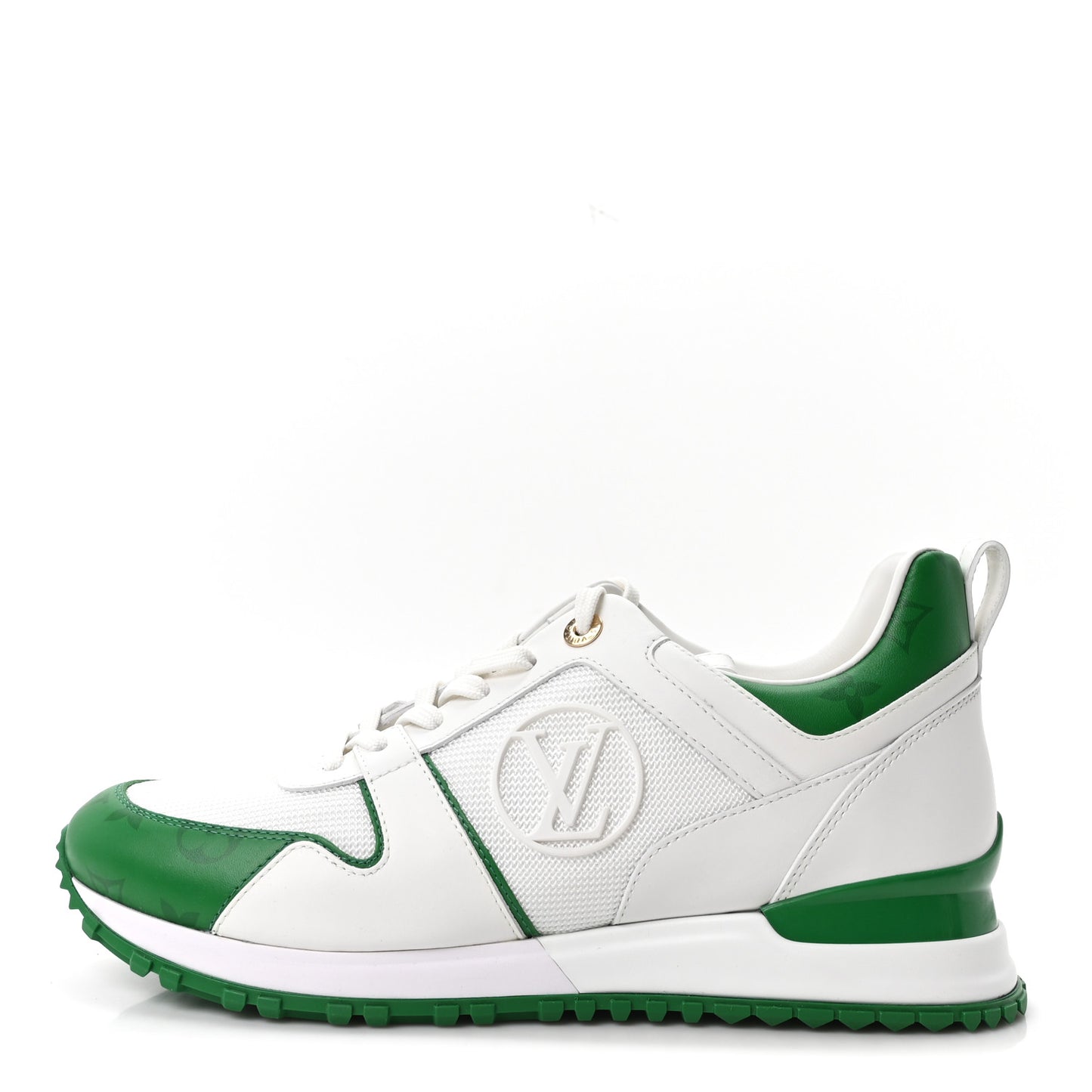 Calfskin Monogram Run Away Sneakers 40 White Green