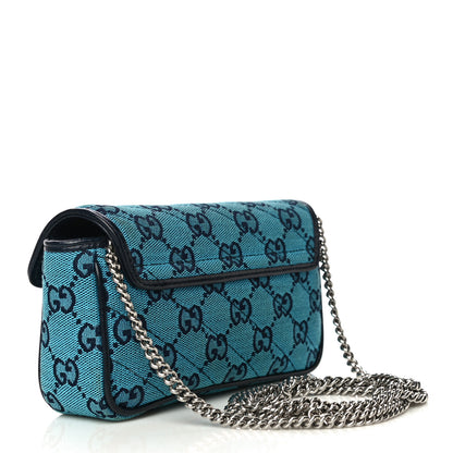Gucci Monogram Multicolor Matelasse Diagonal Super Mini GG Marmont Shoulder Bag Light Blue 3 of 11