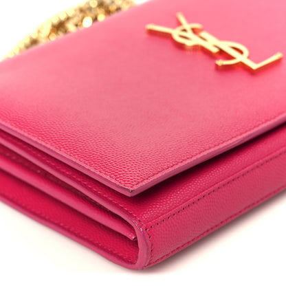 Saint Laurent Grain De Poudre Monogram Chain Wallet Bubblegum Bubblegum 8 of 9