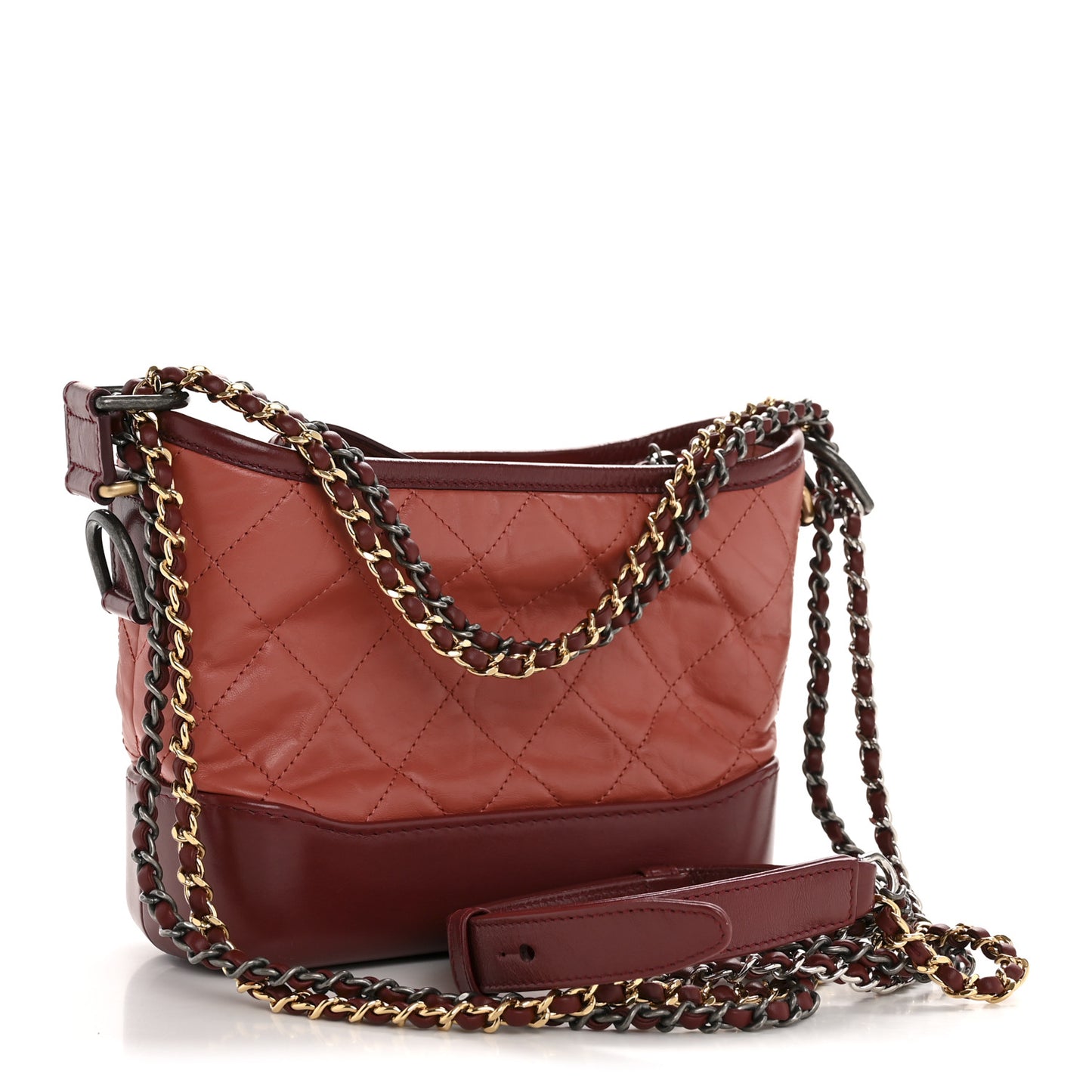 Aged Calfskin Quilted Small Gabrielle Hobo Red