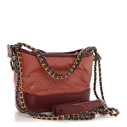 Chanel Aged Calfskin Quilted Small Gabrielle Hobo Red 3 of 12