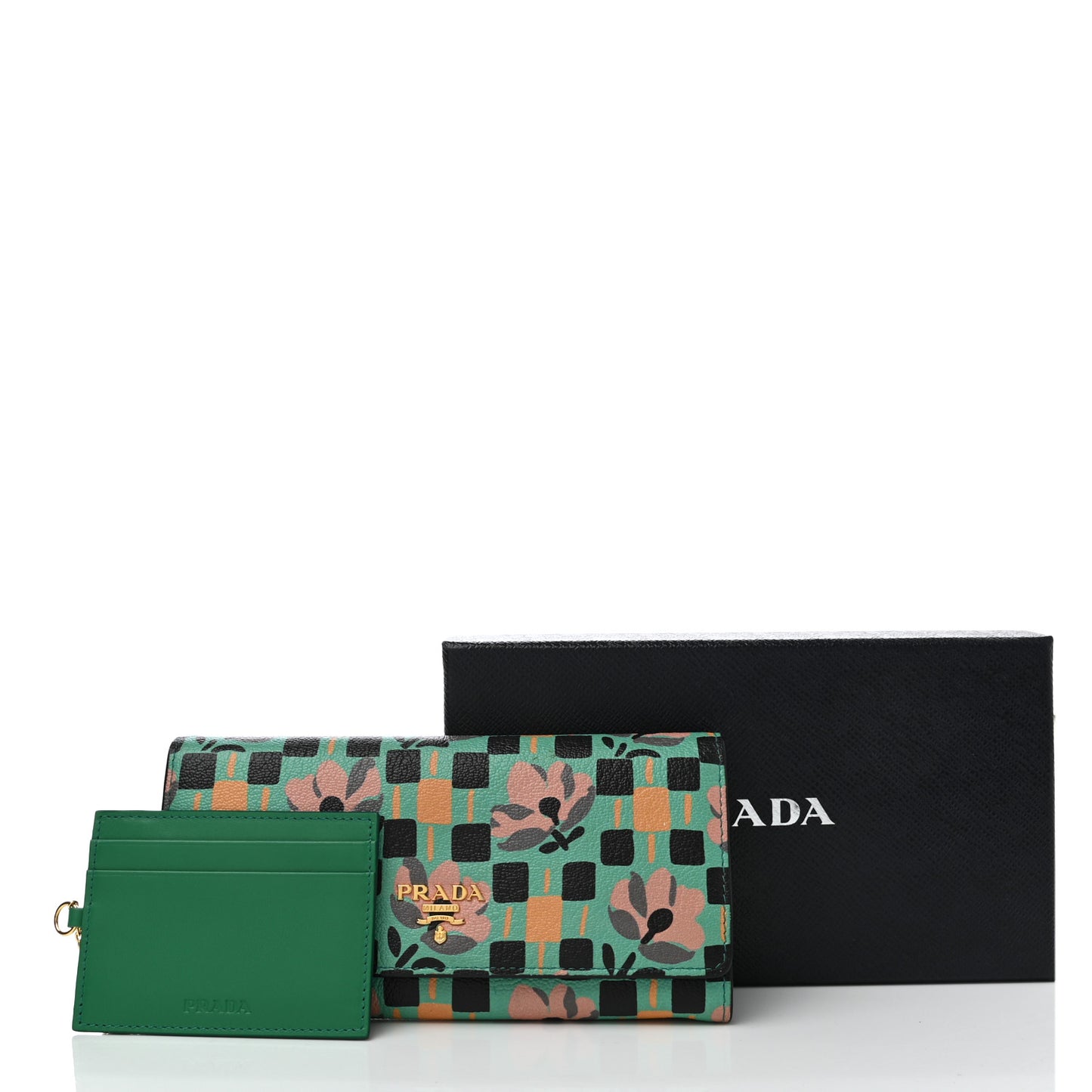 Goatskin Floral Print Continental Flap Travel Wallet Mango