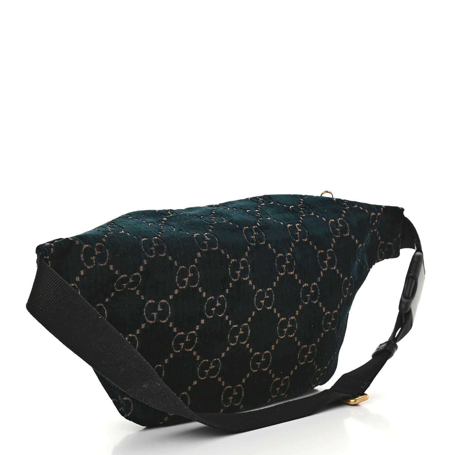 Gucci Velvet GG Monogram Web Belt Bag Blue Beige 3 of 9