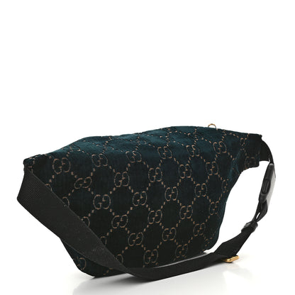 Gucci Velvet GG Monogram Web Belt Bag Blue Beige 3 of 9
