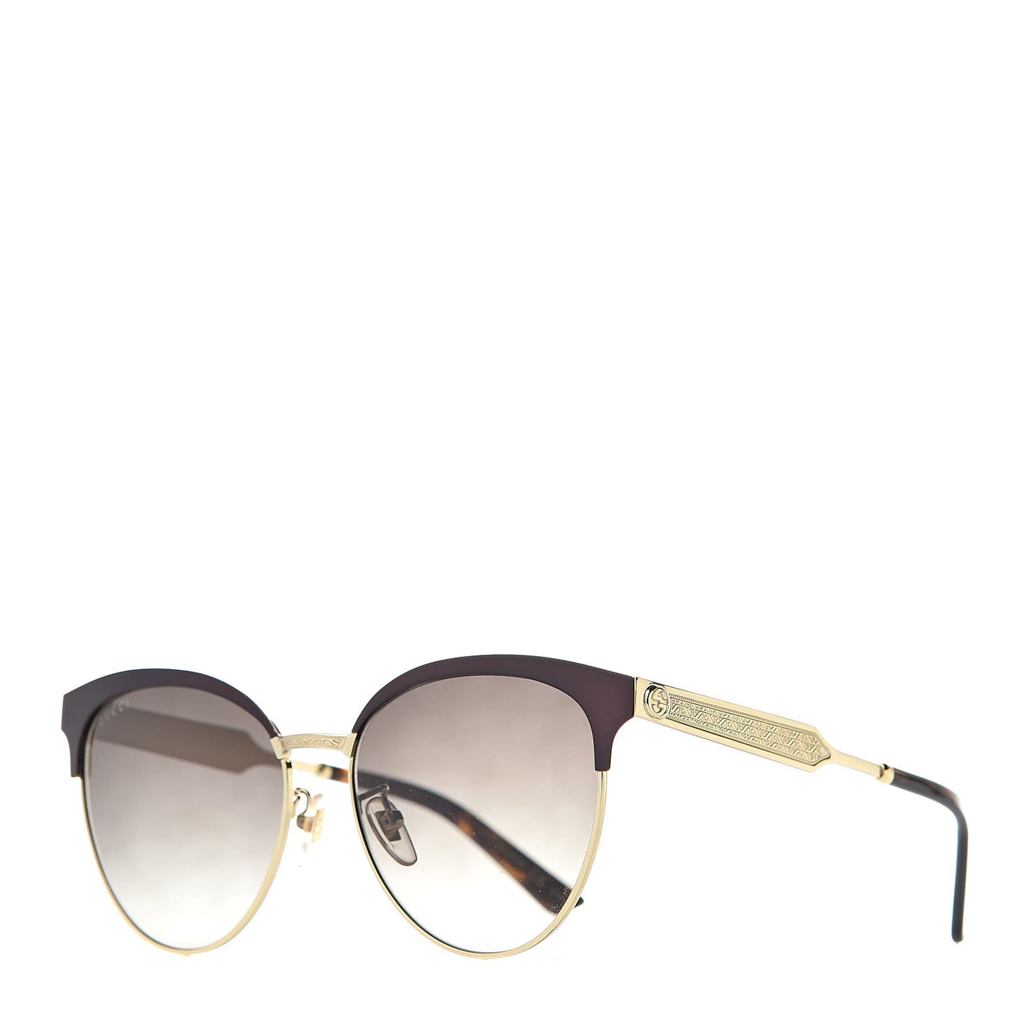 Round Metal GG0074S Sunglasses Black Gold