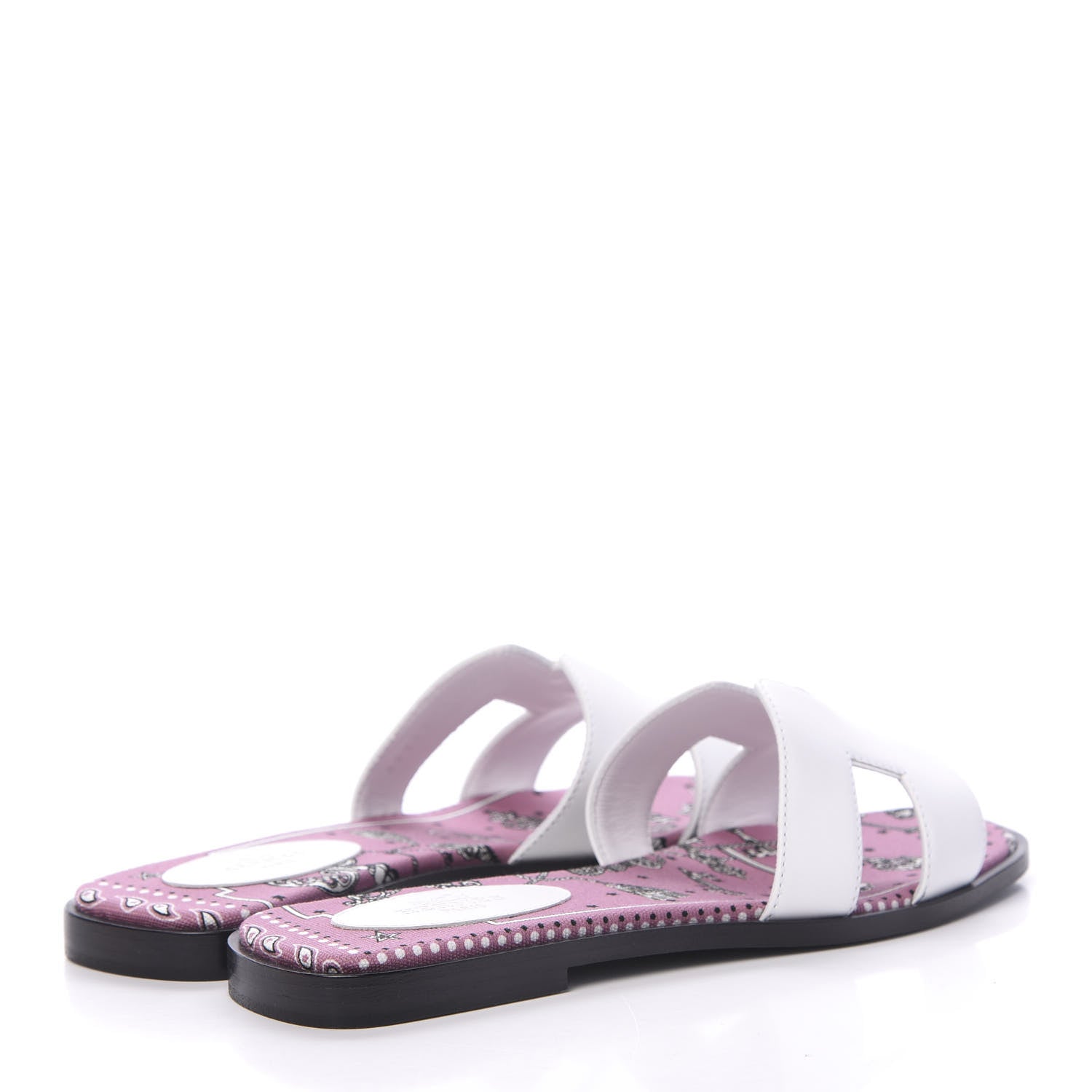 Hermes Box Calfskin Bois De Rose Oran Sandals 37 White 4 of 8