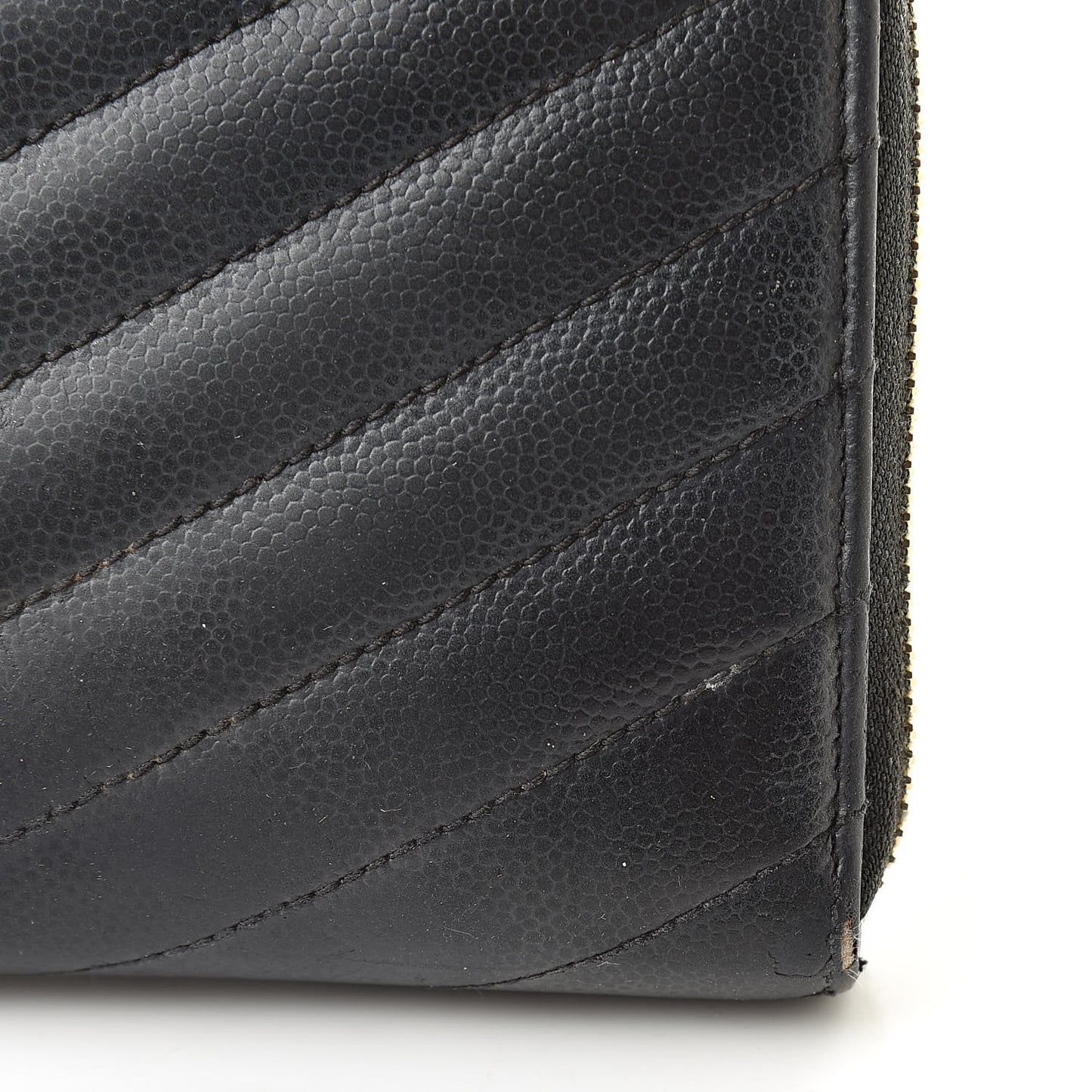 Grain De Poudre Matelasse Chevron Monogram Zip Around Wallet Grey