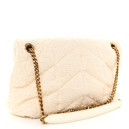 Saint Laurent Boucle Tweed Quilted Small Loulou Puffer Monogram Chain Satchel Crema Soft 3 of 9