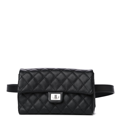 Chanel Grained Calfskin Quilted 2.55 Reissue Flap Belt Bag Clutch Black 1 of 8