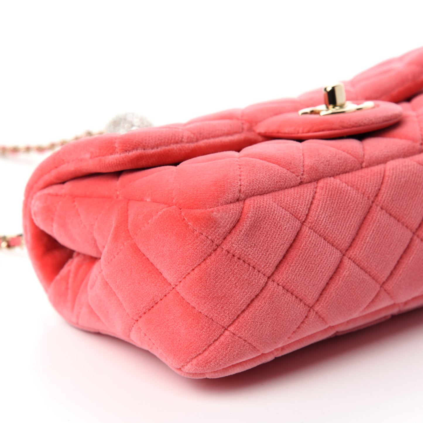 Velvet Quilted Mini Rectangular Pearl Crush Flap Pink