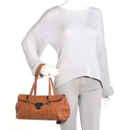 Prada Leather Easy Foldover Pushlock Satchel 2 of 9