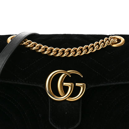 Gucci Velvet Matelasse Mini GG Marmont Shoulder Bag Black 8 of 13