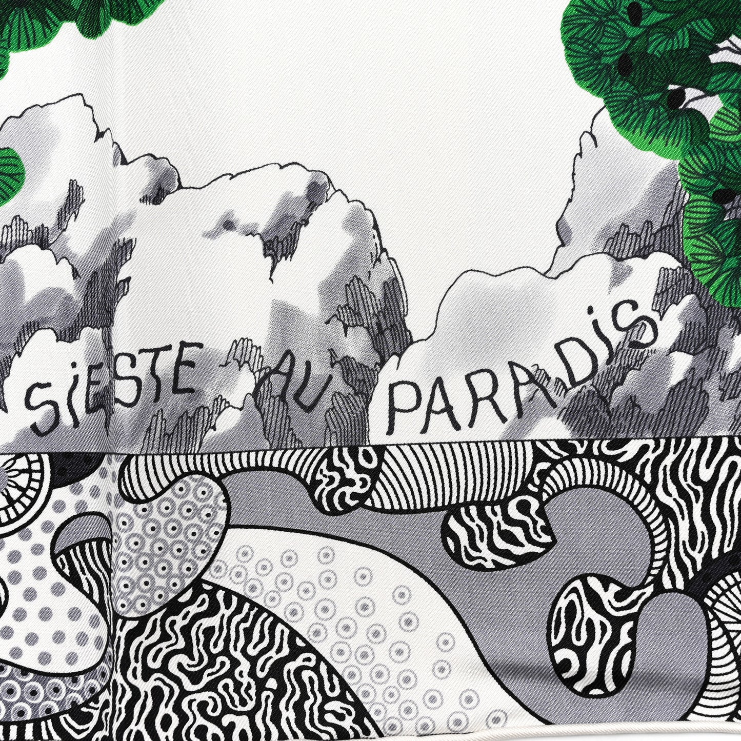Silk Sieste Au Paradis Scarf 90 Black White Vert
