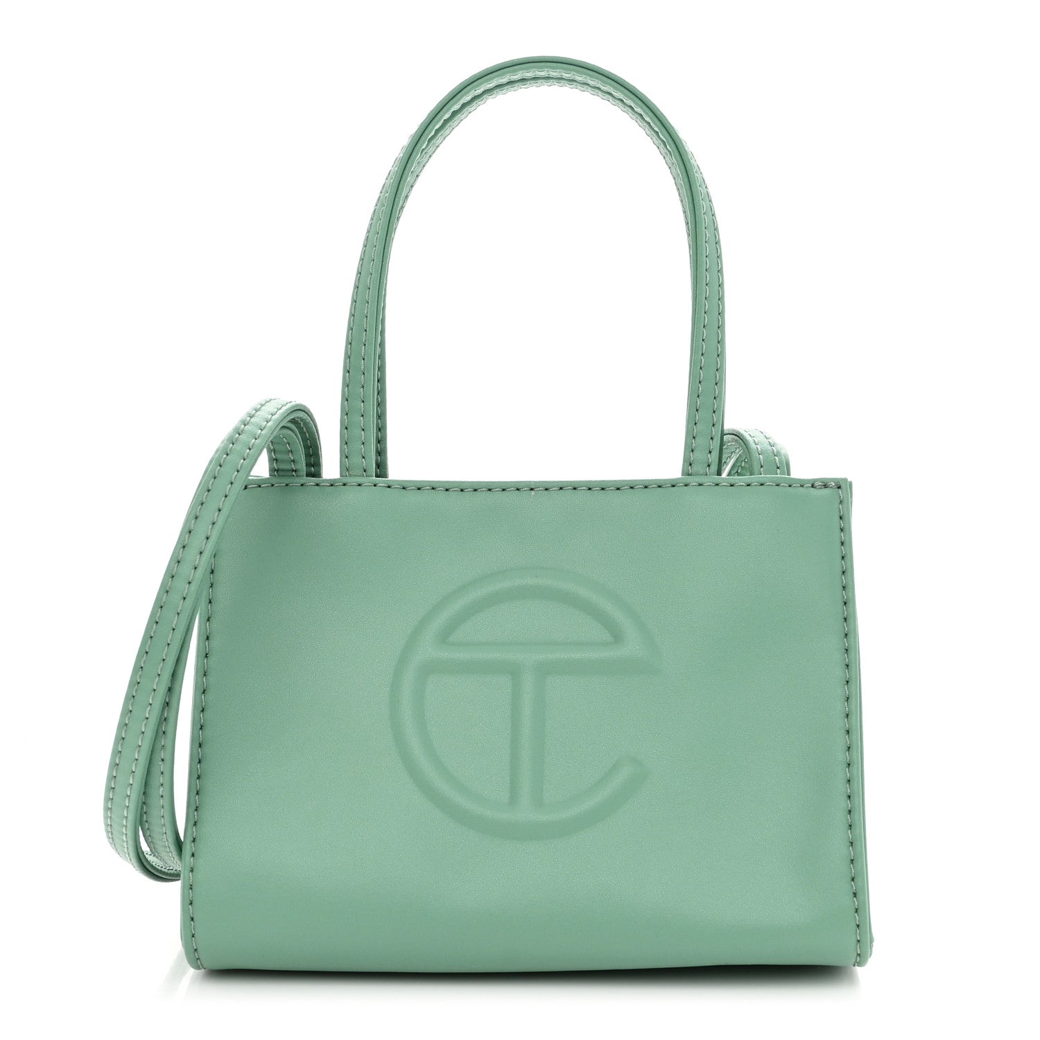 TELFAR Vegan Leather Small Shopping Bag Sage FASHIONPHILE