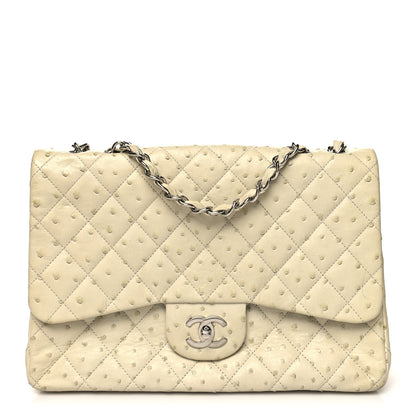Chanel Ostrich Jumbo Single Flap Light Beige 1 of 15